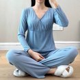 thumbnail image 1 of LSLJS Ensembles de Pyjamas de Maternité et d'Allaitement à Manches Longues, Pyjamas d'Allaitement avec Pantalon Long pour l'Hôpital, Ensembles de Pyjama pour Femmes ( m, Bleu ), 1 of 9