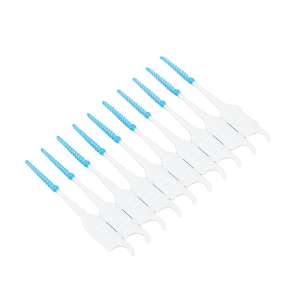 HLONK 200Pcs Floss Picks Gum Soft Picks Interdental Brushes Dental Picks for Teeth Ultra Tight Bristles Tooth Interdental Cleaners Silicone Toothpick Brush Cleaners Blue
