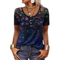 thumbnail image 2 of Birdeem T-Shirt Décontracté à Col Rond pour Femmes à Imprimé Floral, Manches Courtes, Tunique, Haut, Blouse, 2 of 6