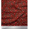 thumbnail image 1 of Soimoi Red Heavy Canvas Fabric Floral & Leaves Printed Fabric 1 Yard 58 Inch Wide, 1 of 3