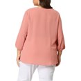 thumbnail image 3 of Agnes Orinda Women's Plus Size St. Patrick's Day Tops Work Round Neck Ruffle Chiffon Blouse Office Top 3X Pink, 3 of 7