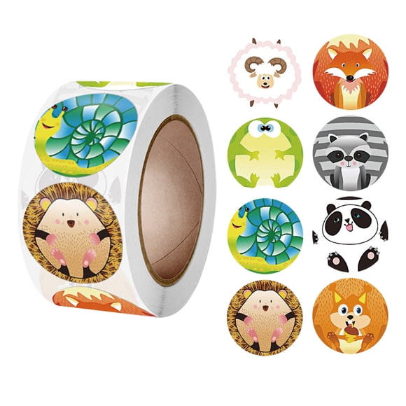 500pcs Children's Encouragement Sticker Roll, Cute Animal Reward Labels for Classroom, Crafts, and Gift Packaging (2.5cm)