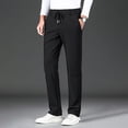 thumbnail image 3 of Babysbule Clearance Mens Pants Men's Business Loose Large Size Elastic Waist Polyester All-match Solid Color Stright Leg Pockets Pants, 3 of 7