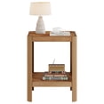 thumbnail image 3 of Fnova Solid Wood 2-Tier End Table with Open Storage Shelf, Rustic Nightstand, Bedside Table, Accent Side Table for Living Room, Bedroom, Small Spaces, Natural Wood, 3 of 14