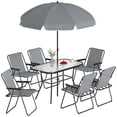thumbnail image 1 of Outsunny 8 Piece Patio Table and Chairs Set with Umbrella for Garden, Grey, 1 of 10