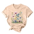 thumbnail image 1 of RKSTN Hauts d'Été pour Femmes 2024 Décontractés Coupe Ample Polyvalents T-Shirts Graphiques Mode à Imprimé Floral Respirants Manches Courtes Col Rond T-shirt Blouses, Cadeaux de la Fête des Mères, 1 of 5