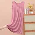 thumbnail image 2 of HUJlwoi Chemises de Nuit Grande Taille Modal Sans Manches Nuisette Basique Plissée Longue Robe de Nuit Coupe Ample Col Ras du Cou Robe de Nuit Unie, 2 of 6