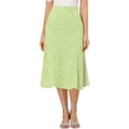 thumbnail image 1 of Unique Bargains Jupe Midi Trapèze à Imprimé de Feuilles pour Femme, Vert Printemps, TG, 1 of 6