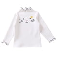 thumbnail image 1 of Girls Fall Tshirts Long Sleeve Ruffle Cotton Cat Print White Kids Fall Clothing for 2-3 Years, 1 of 5