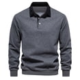 thumbnail image 1 of Yuyuzo Men Golf Shirts Long Sleeve Button Lapel V Neck Pullover Sports Tops Solid Color Patchwork Basic Blouse, 1 of 4