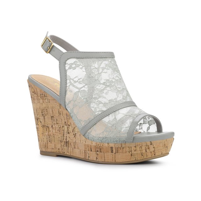 BLISSFUL STEP Sandales à Talon Compensé à Plateforme à Bout Ouvert avec Lacets pour Femmes Gris 9