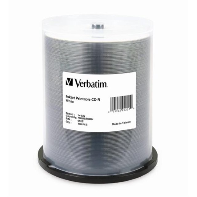 Verbatim 52x CD-R Media - 700MB - Ink Jet Printable - 120mm Standard