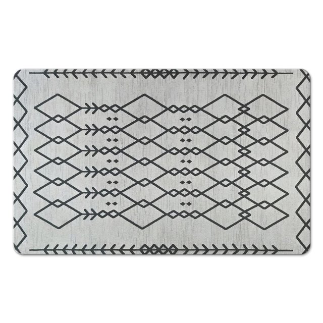 Chic Moroccan 20x32 in Non-Slip Runner Rug - Ultra-Thin, Soft, & Washable. Perfect as Entryway Carpet, Bathroom, Laundry, Kitchen Rug. White Distressed Print Adds Elegance to Living Room