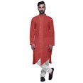 thumbnail image 4 of Atasi Cotton Slub Mens Kurta Solid Button Down Long Sleeve Indian Partywear, 4 of 5