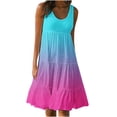 thumbnail image 1 of AherBiu Plus Size Beach Dresses for Women Gradient Color Sundresses Ruched Ruffle Flowy Midi Tank Dress, 1 of 5