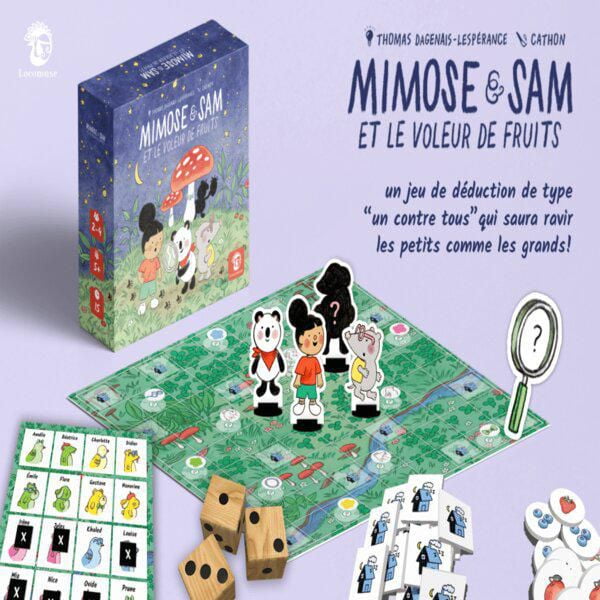 Studio Locomuse - Mimose & Sam et le Voleur de Fruits - One-vs-All Deduction game Board Game -French - 2 to 4 players - 5 years +