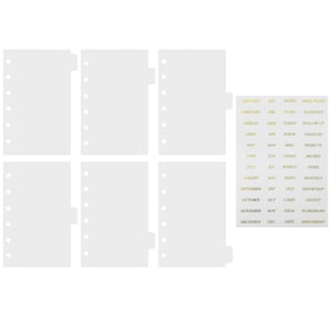 1 Ensemble de séparateurs de Binder Pages de Butter Transparent Diviseurs 6-rings Stickers Diviseurs Binder avec Stamping Or