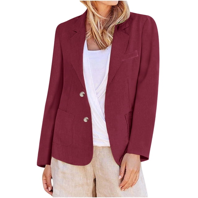 Blazer pour Femmes, Veste Décontractée Unie à Manches Longues, Manteau de Travail en Polyester à devant Ouvert, Longueur Régulière