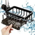 thumbnail image 2 of B Right Side Kitchen Sink Dish Drying Rack Over Faucet No Drilling Stainless Steel Drain Board For Dishes Sponges Utensils Organizer Under Sink Storage Solution For Kitchen Countertop, 2 of 5