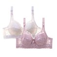thumbnail image 1 of Levmjia 2PC Womens Bras Front Closure No Underwire Push Up Lace Underwear Comfortable Wireless Bralette Multi Color Options 34B-46D For Daily Wear Sleep Lounge, 1 of 3