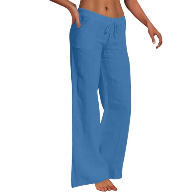 Kcodviy Pants Polyester Wide Legged Women Pant Daily Woman High Waist Pants Plus Size Twill Pants for Women Wide Leg Dress Pants Plus Size Women Drawstring Pants