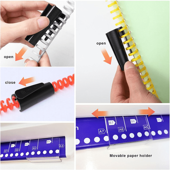 Hand Push Binder, 30 Hole Binder Machine, Coil Binder, Home Desktop Binder Puncher for A4 A5 A6 A7 B5-B7 Scrapbook