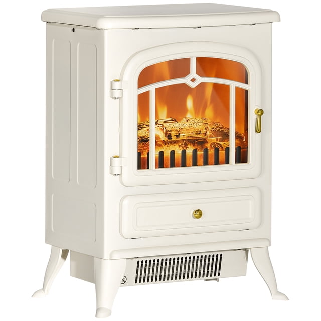 HOMCOM Cheminée Électrique Autoportante 750/1500W, Beige