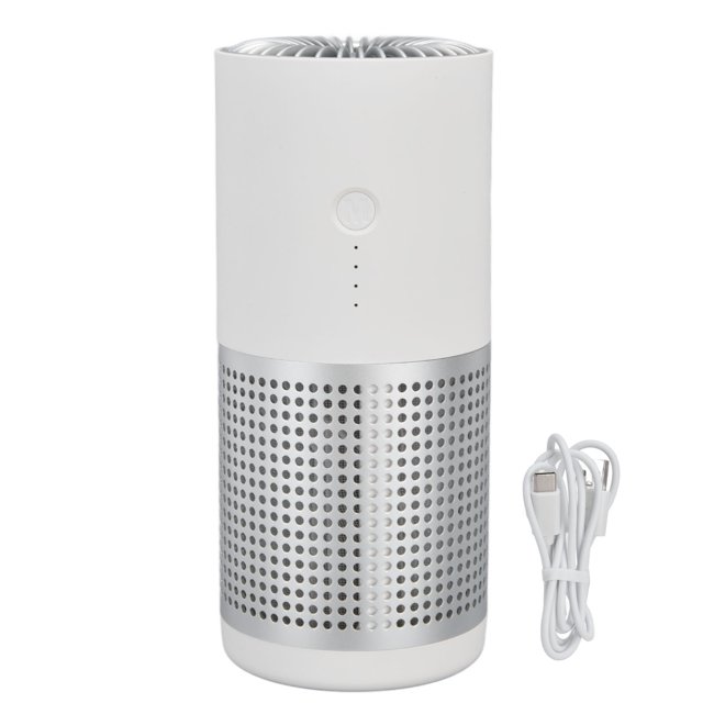 USB Air Purifier Mini Desktop Negative Ion Odor Removal Purifier Cleaner Multiple Filtration for Home Car UseWhite