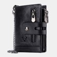 thumbnail image 1 of Men Genuine Leather RFID Anti-scanning Anti-Theft Zipper Wallet With Chain - Brown, 1 of 6