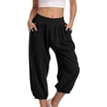 thumbnail image 2 of LUOGENLI Pantalon Décontracté pour Femme Pantalon Capri pour Femmes Été Pantalon Décontracté Extensible Pantalon Taille Haute Pantacourt Habillé avec Poche Pantalon Décontracté devant Plat Coupe Droite Régulière pour Femmes Noir P, 2 of 9