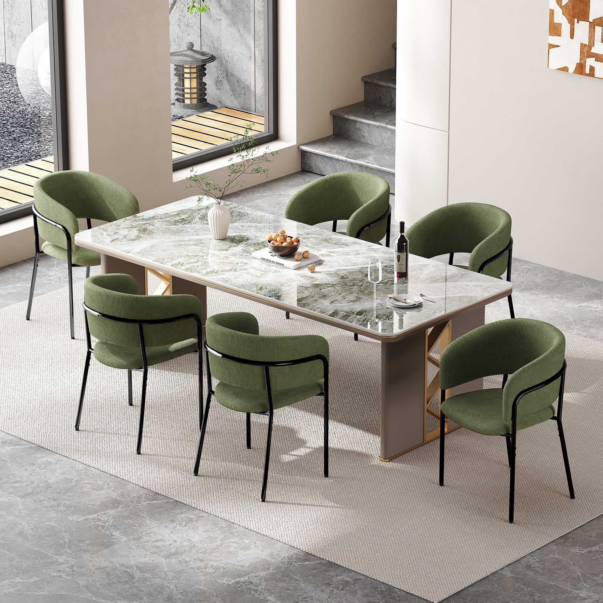Ensemble de 4 chaises d'appoint modernes Noble House HORIZON avec pattes inclinées et pieds réglables (vert)