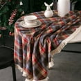 thumbnail image 4 of RKSTN Décorations de Noël Nappe Ronde 150 cm Coton et Lin Rétro Vert Nappe à Carreaux Lavable Table Basse Décorative Nappe de Jardin Cuisine Décoration de Noël, 4 of 5