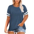 thumbnail image 1 of Chandail à Manches Longues Femme Hauts Grande Taille pour Femmes Été T-Shirts à Col Rond T-Shirts Raglan à Blocs de Couleur T-Shirt à Col en V Femme T-Shirts Grande Taille pour Femmes Hauts d'Été Grande Taille pour Femmes, 1 of 4