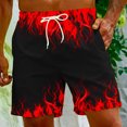 thumbnail image 2 of Penkiiy Shorts de Carnaval, Short de Plage Décontracté pour Homme à Imprimé Flamme Spécial, Pantalon Short 2TG Rouge, 2 of 9
