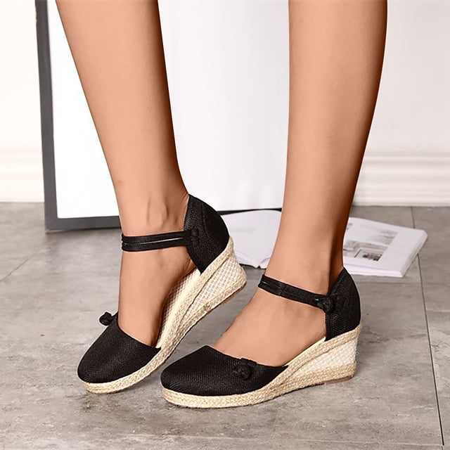 Weiqiqre Sandales à Enfiler pour Femmes Offres, Chaussures d'Été pour Dames à Plateforme à Talon Compensé à Bout Fermé Sandales Décontractées pour Femmes Rabais