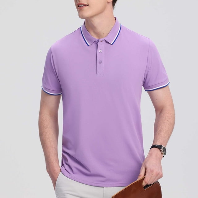 asjyhkr Mens Button Golf Shirts Short Sleeve Classic Stretch Pullover Moisture-Wicking Fashion Collared T-Shirts