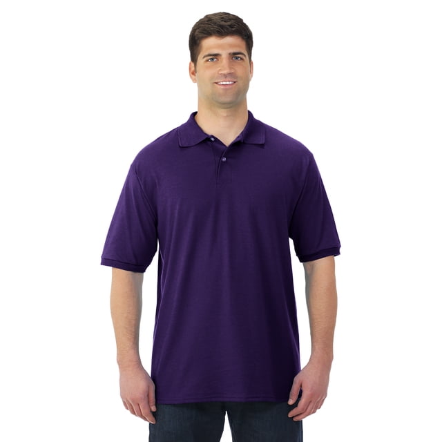 Jerzees Mens SpotShield Short Sleeve Jersey Sport Shirt, L, Deep Purple