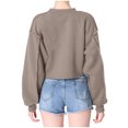 thumbnail image 3 of Yuyuzo Sweatshirts Courts pour Femmes Manches Longues Couleur Unie Col Rond Ample Décontracté Automne Pull Tops, 3 of 6