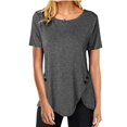 thumbnail image 4 of AherBiu T-Shirts pour Femmes Grande Taille Col Rond Coupe Ample T-Shirts Surdimensionnés T-Shirts d'Été Confortables Ourlet Uni, 4 of 6