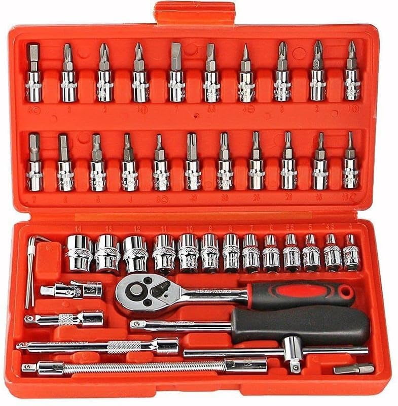 46 In 1 Pcs Tool Kit & Screwdriver Socket Set | Multi Purpose Combination Tool Case, Precision Socket Set | Home Repairs, Automotive Maintenance, Diy Projects | Comprehensive Tools Kit