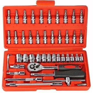46 Dans 1 Kit d'outils Pcs & Set de sockets à tournevis , Ensemble de socquettes de précision , Entretien automobile , Projets Diy , Kit d'outils complets
