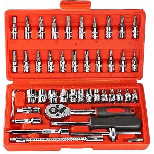 46 In 1 Pcs Tool Kit & Screwdriver Socket Set | Multi Purpose Combination Tool Case, Precision Socket Set | Home Repairs, Automotive Maintenance, Diy Projects | Comprehensive Tools Kit