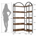 thumbnail image 4 of Corner Bookshelf Arched Bookcase, L Shaped Bookshelf Industrial Corner Shelf, Large Bookshelf With Metal Frame, Etagere Shelf Corner Display Rack for Living Room Bedroom, 4 of 9