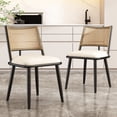 thumbnail image 4 of Noble House Modern Dining Chairs Set of 4, PU Upholstered Easy-Clean Seats with PE Rattan Back,Black + Natural, 4 of 9