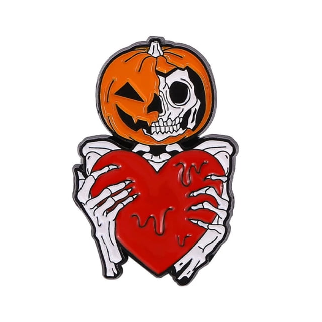 Maytalsory Exquisite And Fashionable Halloween Enamel Pin Brooch Gift For Gothic Jewelry Enthusiasts Pumpkin Skeleton 1Set