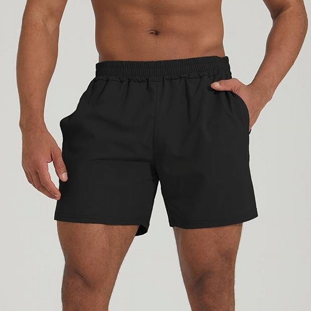 Gym Shorts with Pockets Lightweight Shorts Men Exercise Clothes for Men Utility Shorts for Men Mens Shorts Loose Fit, Black, S