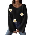 thumbnail image 1 of Pisexur Chandails pour Femmes Chandails à Manches Longues à Col Ras du Cou Chandail Tricoté Uni pour Femmes Chandails Décontractés Amples d'Automne Hauts Blouse Tendance Chandails à Imprimé Floral pour Femmes, 1 of 4