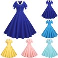 thumbnail image 1 of CEHVOM Robe d'Été 2024 pour Femmes, Robes Vintage Évasées pour Femmes Rétro Années 1950 60, Robes Vintage Évasées à Col en V et Col Cape, 1 of 7