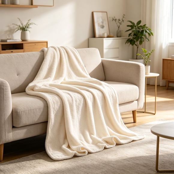 Flannel Throw Blanket, Soft Cozy Fleece Blanket for Couch, Lightweight Warm Bed Blanket with ed Edges, Machine Washable Solid Throw for Sofa, Bed, Camping and Travel