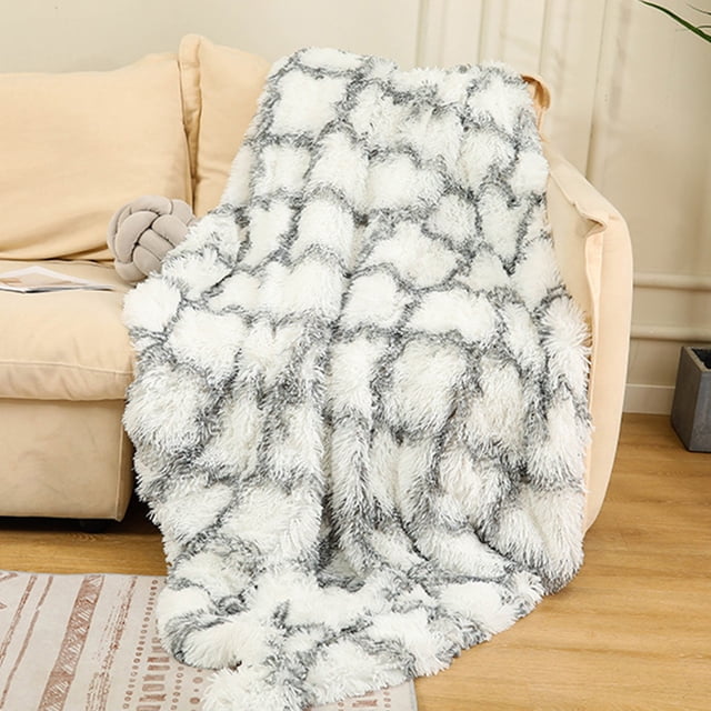 Plaid en Polaire Douce - Couverture Double Épaisseur Anti-Peluches, Couverture de Canapé Imprimée en Polyester, Couverture Douillette, Gris, JKODE